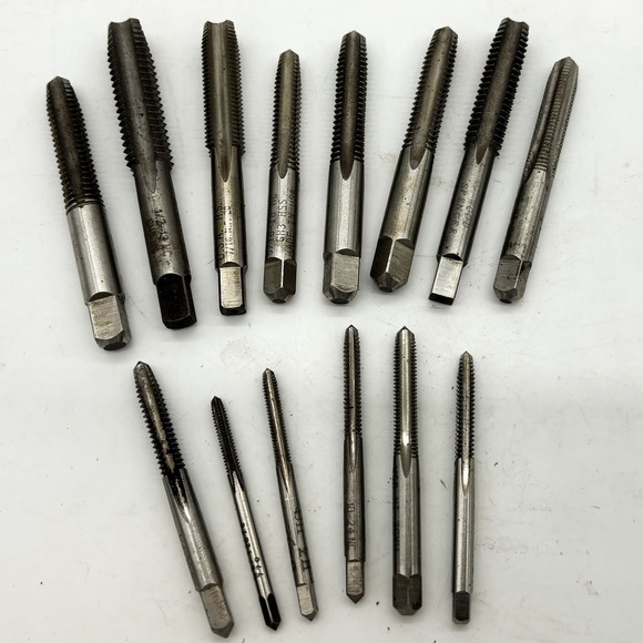 Machinist Taps Miscellaneous Sizes Set of 14 Steel Tapered Screw Forming Tools - Picture 1 of 4